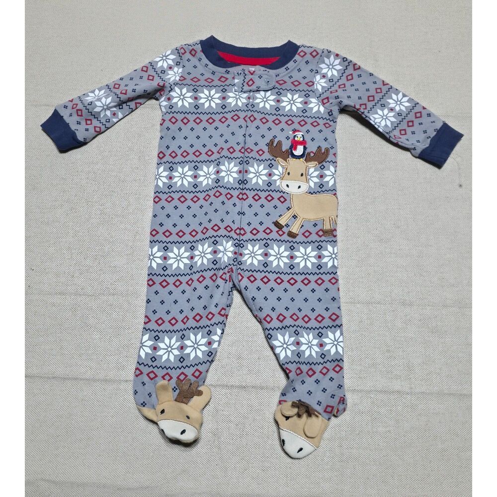 NWWT Koala Baby Christmas Moose Fleece Footed Pajamas 0-3M